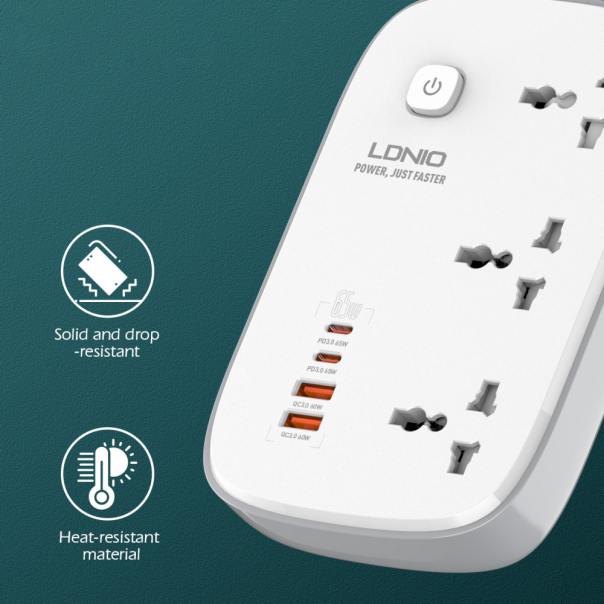 Produzni kabl LDNIO SC3416 EU 3 uticnice + 2xUSB QC 2xPD GaN 2m - 209770