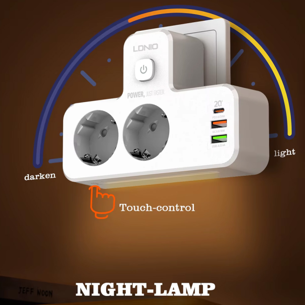 Produzni kabl LDNIO SE2337 2500W (lopov) EU 2 uticnice + 2xUSB QC3.0 18W, PD 20W beli - 219675