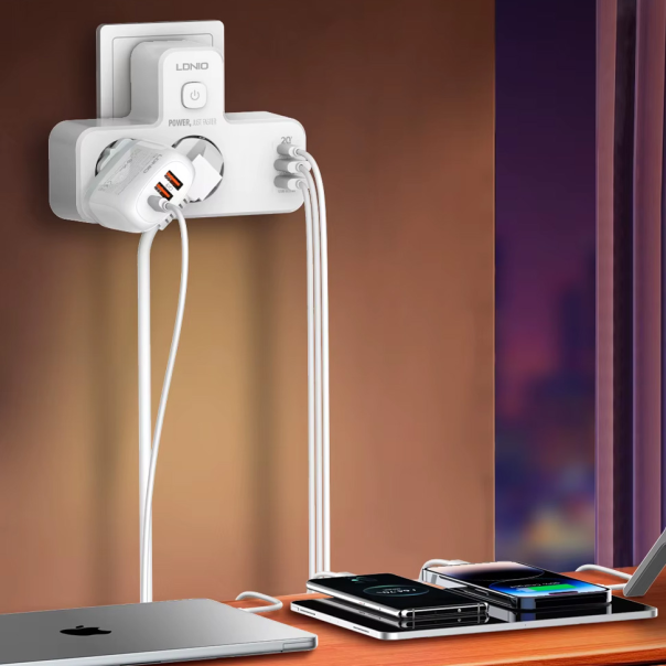 Produzni kabl LDNIO SE2337 2500W (lopov) EU 2 uticnice + 2xUSB QC3.0 18W, PD 20W beli - 219675