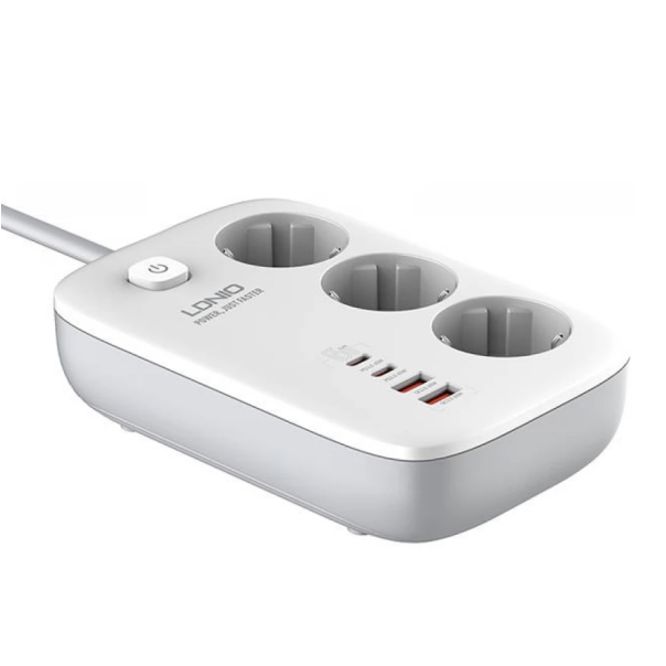 Produzni kabl LDNIO SE3436 3250W EU 3 uticnice + 2xUSB QC 60W, 2xPD 65W, PPS, GaN 2m beli - 219676