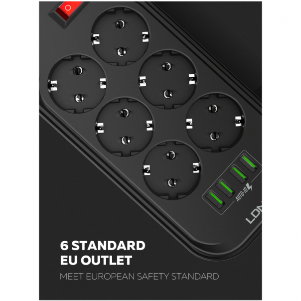 Produžni kabl LDNIO SE6403 6 utičnica 4xUSB 2.0m - 70812-1