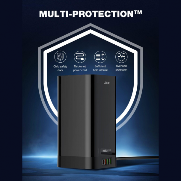 Produzni kabl LDNIO SEW4485 2500W EU 4 uticnice + 3xUSB QC PD 30W, Wireless 15W, PPS, Tajmer 2m crni - 219677