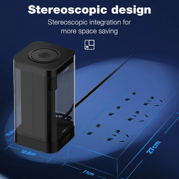 Produzni kabl LDNIO SEW4485 2500W EU 4 uticnice + 3xUSB QC PD 30W, Wireless 15W, PPS, Tajmer 2m crni - 219677