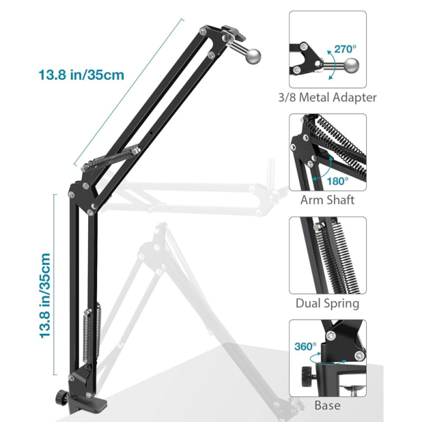 Profesionalni držač za mikrofon i telefon JK-03 crni - 630310