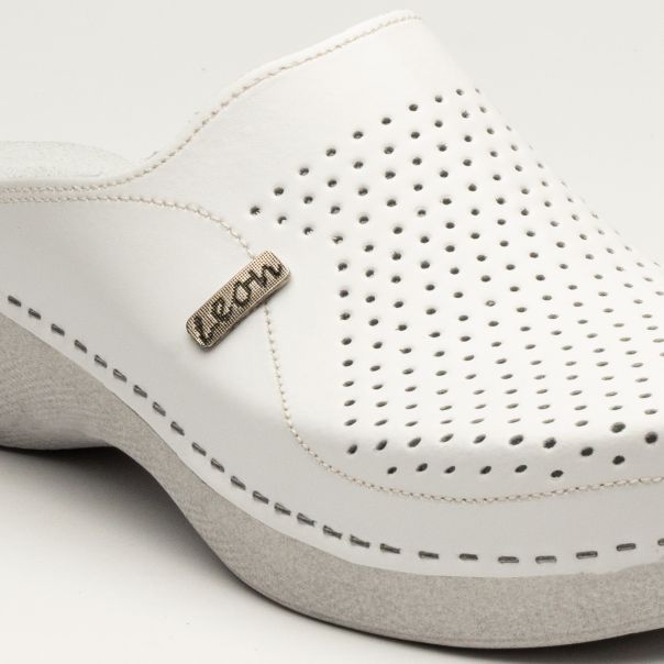LEON Ženska klompa Klasik II-bela - PU115-BE