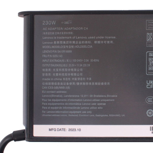 Punjač za laptop Lenovo 20V 11.5A 230W USB Type - 213990