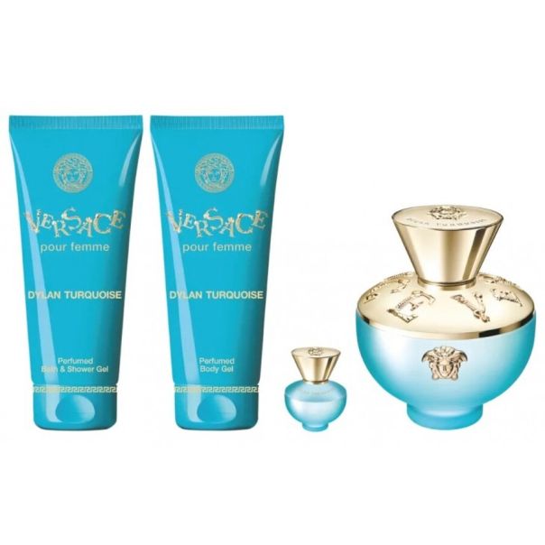 Versace Dylan Turquoise poklon set  ( EDT 100 ml + SG 100 ml + BGel 100 ml + Mini 5 ml ) - QKPGB0010