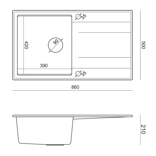 QUADRON Granitna sudopera Evan 111 HCQE8650U8_BS_P2O, crna - QU172