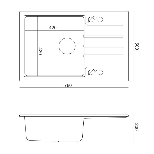 QUADRON Granitna ugradna sudopera Peter 111 HCQP7850SZK, srebrna - QU302