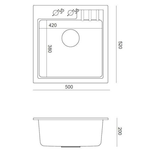 QUADRON Granitna ugradna sudopera Peter 110 HCQP5052CZ, crna - QU310