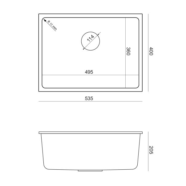 QUADRON Granitna podugradna sudopera Alec 50 HQA5340CZK, crna - QU315