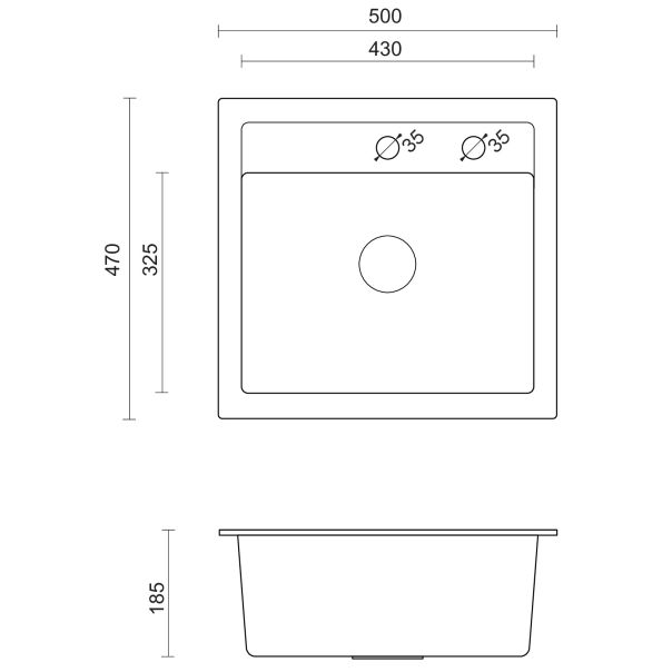 QUADRON Granitna ugradna sudopera Johnny 110 HCQJ5047CZK, crna - QU338