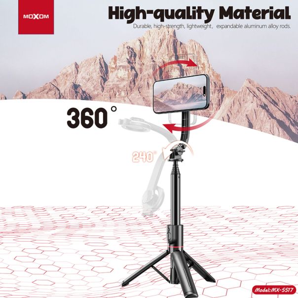 MOXOM Selfie Držač MX-SS17 sa rotacijom 360 stepeni, crna - R1450