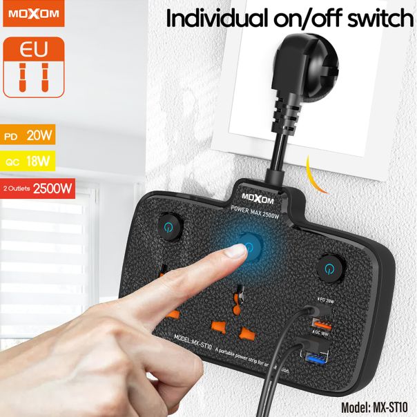 MOXOM Produzni adapter MX-ST10 Home&Travel, crna - R2148