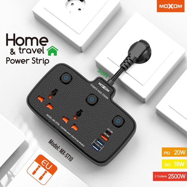 MOXOM Produzni adapter MX-ST10 Home&Travel, crna - R2148