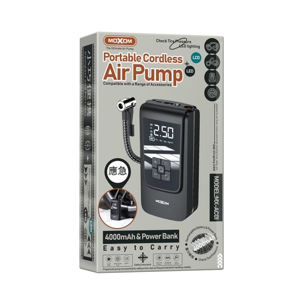 Multifunkcionalna pumpa sa power bankom Moxom MX-AC01, crna - R2152