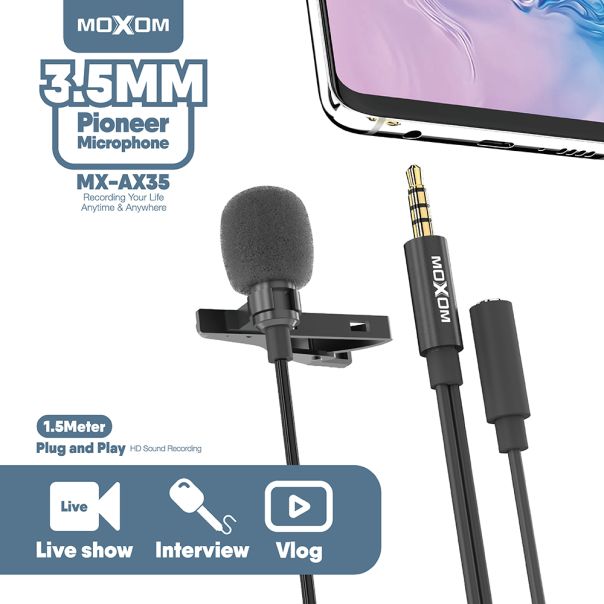 MOXOM Mikrofon MX-AX35 3.5mm, crna - R2182