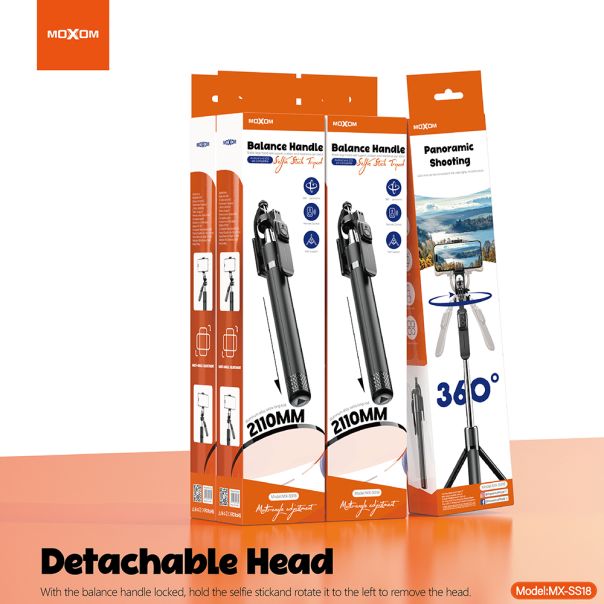 MOXOM Selfie držač MX-SS18 sa rotacijom 360 stepeni, crna - R2226