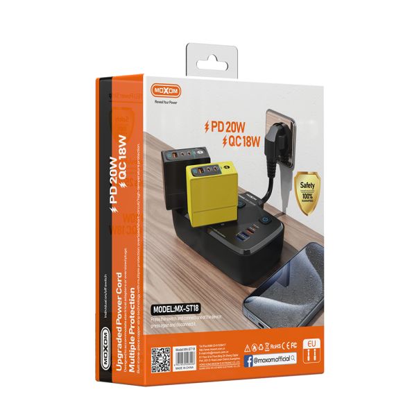 MOXOM Produžni adapter MX-ST18, 6 u 1, crna - R2227