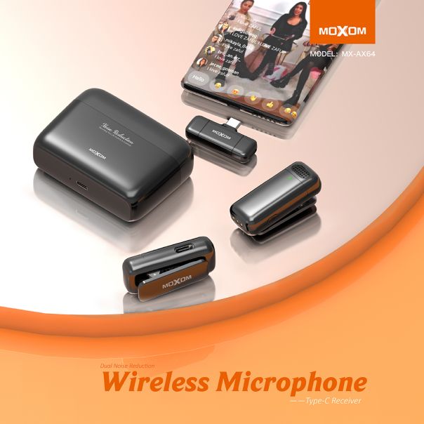 MOXOM Mikrofoni bluetooth MX-AX64 Type-C, crna - R2229
