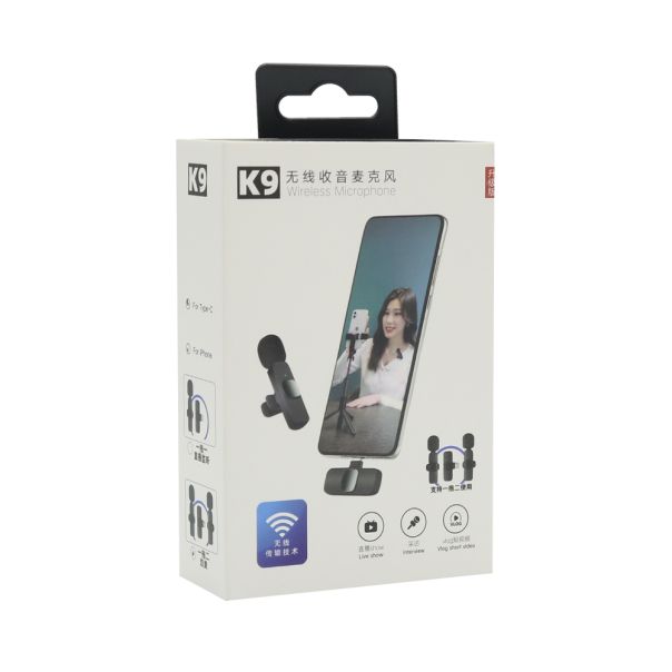 Mikrofon Bluetooth K9 2u1 Type-C Lightning, crna - R2231