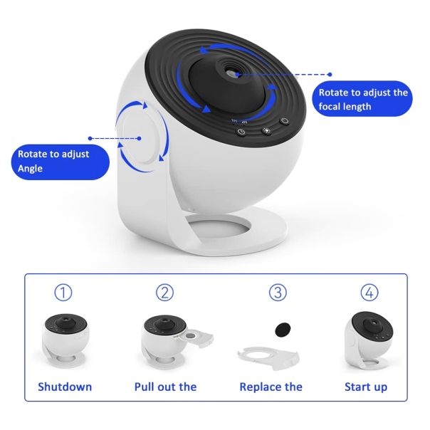 Projektor zvezdano nebo 360 stepeni rotacija (Starry Night Sky), bela - R2257