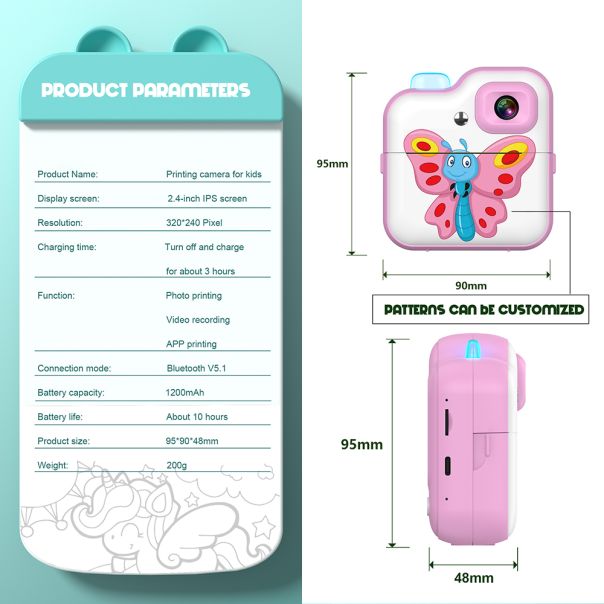 Digitalni fotoaparat sa štampačem za decu Q6, plava - R2281