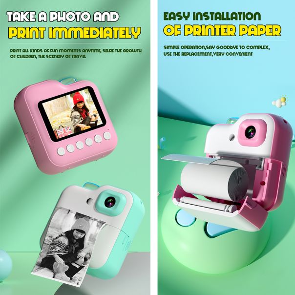 Digitalni fotoaparat sa štampačem za decu Q6, roza - R2282