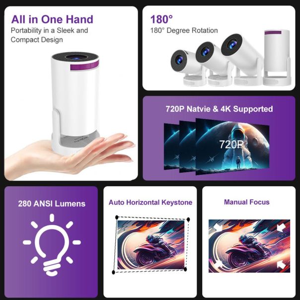 Projektor HY300 Pro HiFi, bela - R2306