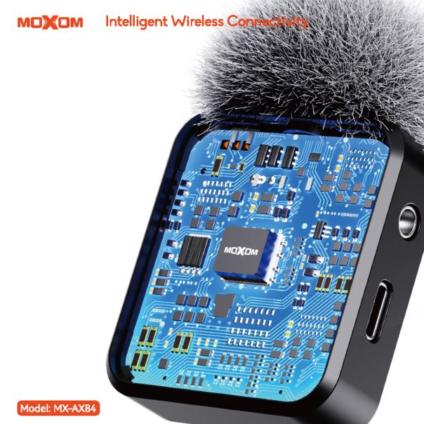 Mikrofon bluetooth Moxom MX-AX84 Type-C + lightning + 3.5mm jack crni - EP2941395