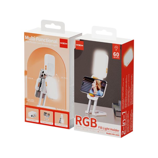 Držač i kompaktno sklopivo LED RGB svetlo MOXOM MX-LB10 belo - EP2943686