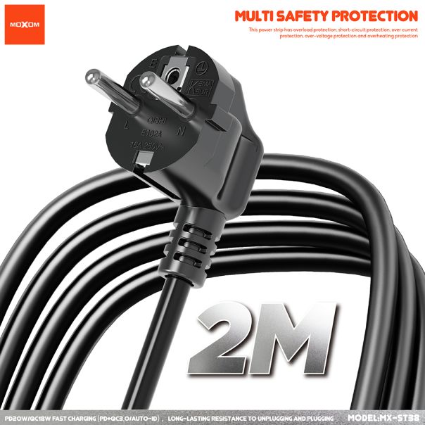 Produžni kabl Moxom MX-ST38 crni - EP3168960