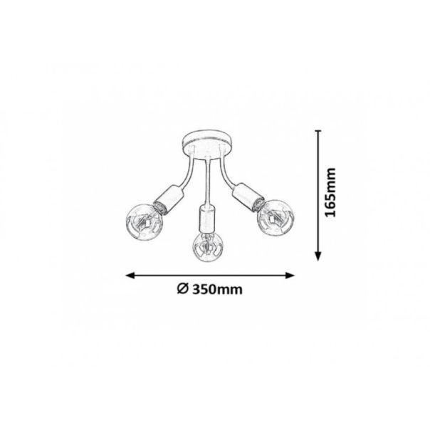 Rabalux Plafonjera Almus E27 3x MAX 60W crna (6808) - 6808