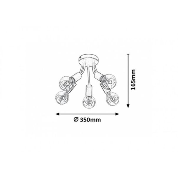 Rabalux Plafonjera Almus E27 5x MAX 60W crna (6809) - 6809