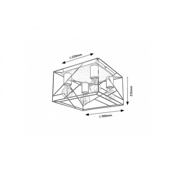 Rabalux Plafonjera Boire E27 4x MAX 40W crna (71024) - 71024-1