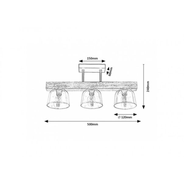 Rabalux Plafonjera Cardamom E14 3x MAX 40W srebreni hrast (3119) - 3119