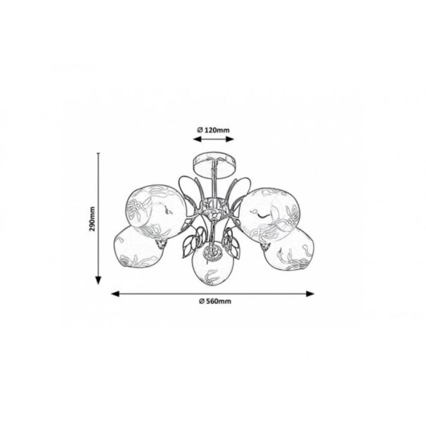 Rabalux Plafonjera Fauna E27 5x MAX 40W zlatna (5099) - 5099