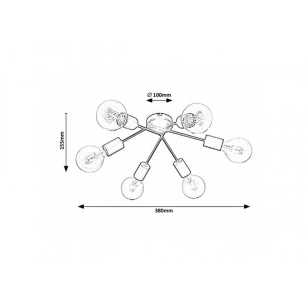 Rabalux Plafonjera Lamar E27 6x MAX 40W mat crno (3990) - 3990