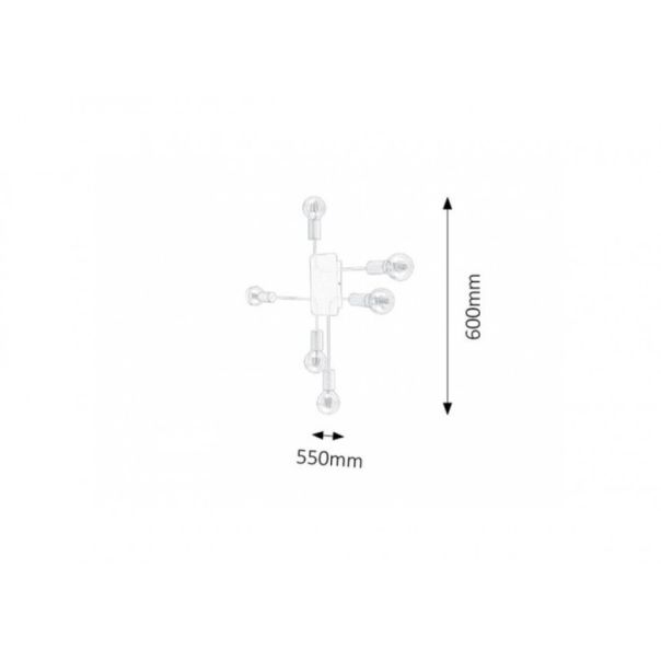 Rabalux Plafonjera Lanny E27 6x MAX 15W crna (2103) - 2103-1-1