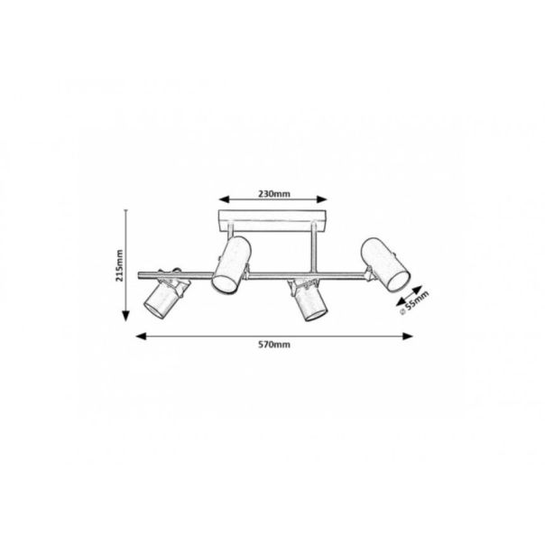 Rabalux Plafonjera Maximilian GU10 4x MAX 25W mat crno (73044) - RAS002788A00000