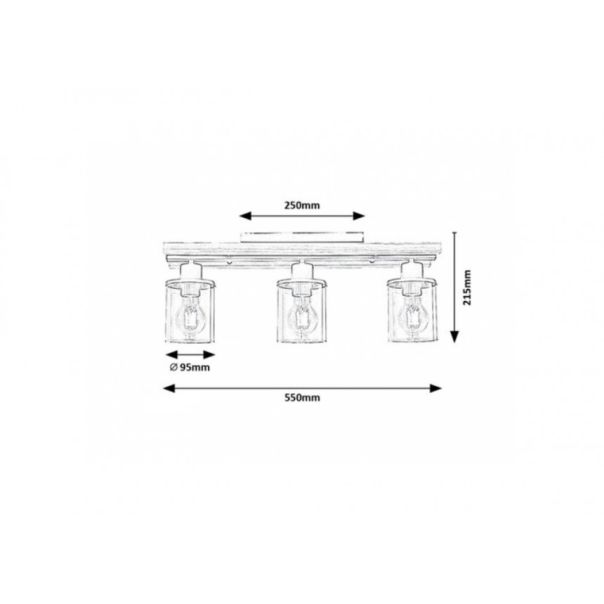 Rabalux Plafonjera Niylah E27 3x MAX 25W crna (71083) - 71083