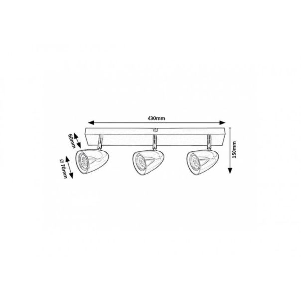 Rabalux Plafonjera Perico GU10 3X MAX 5W crna (73019) - RAS002717A00000