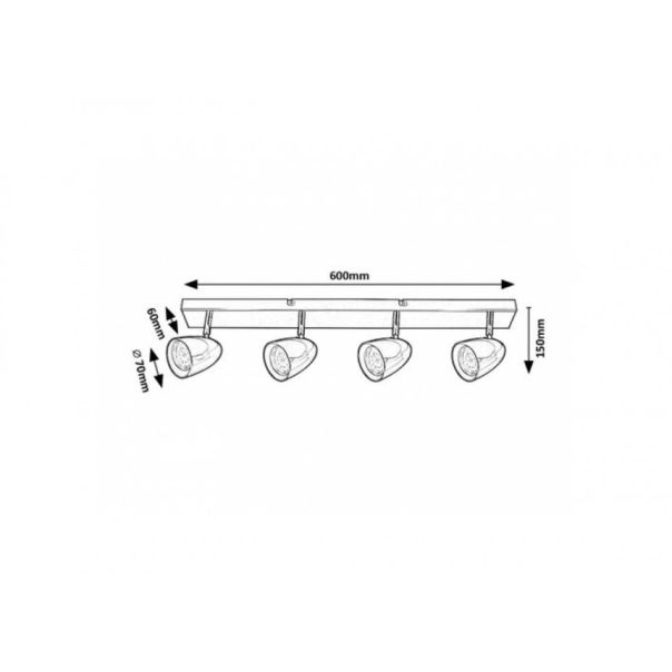 Rabalux Plafonjera Perico GU10 4X MAX 5W crna (73021) - RAS002730A00000