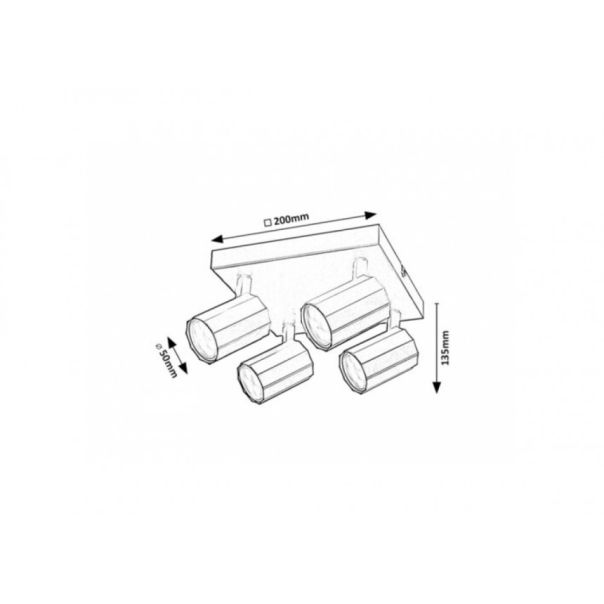 Rabalux Plafonjera Rogelio GU10 4X MAX 5W mat crno (73026) - RAS002569A00000