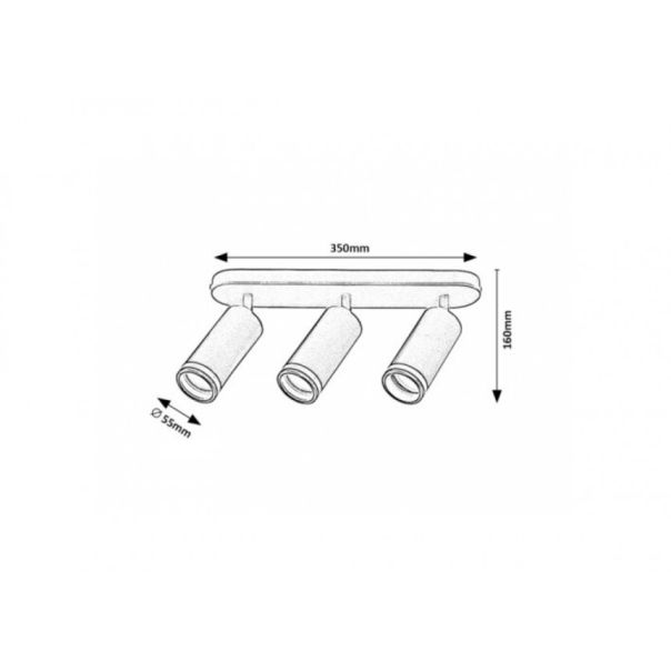 Rabalux Plafonjera Senobia GU10 3x MAX 35W crna (73035) - RAS002541A00000
