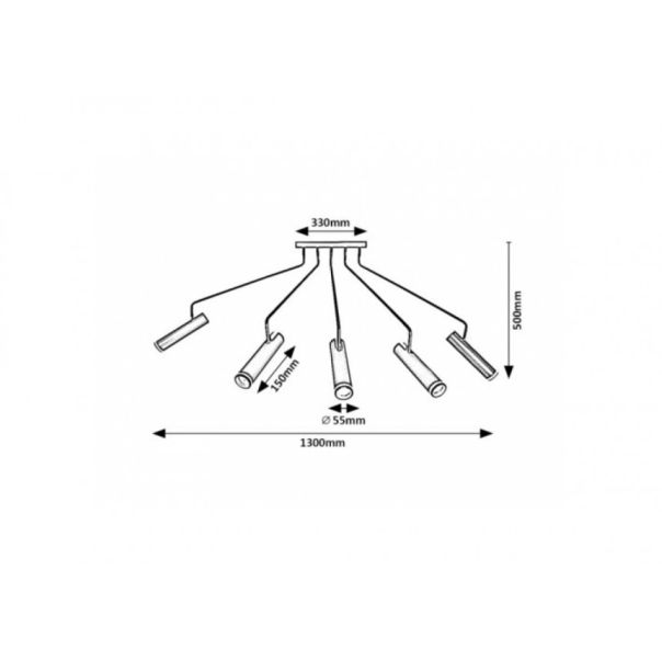 Rabalux Plafonjera Senobia GU10 5x MAX 35W crna (73040) - RAS002543A00000