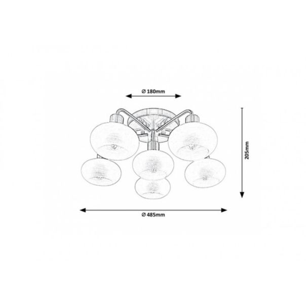 Rabalux Plafonjera Sorina E14 6x MAX 40W antik mesing (3918) - 3918