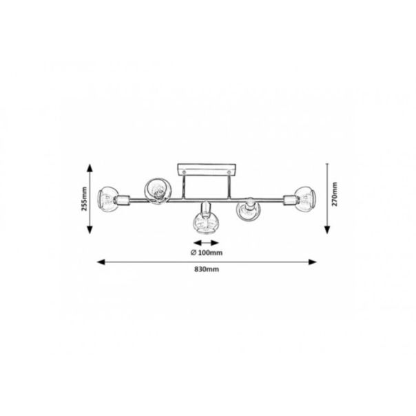 Rabalux Plafonjera Sullivan E14 5x MAX 40W crna (3296) - 3296-1