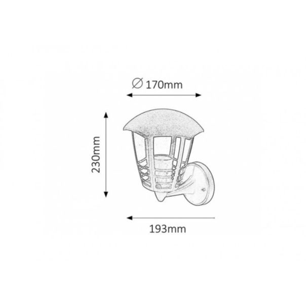 Rabalux Spoljna zidna rasveta Marseille E27 1x MAX 60W crna (8618) - 8618