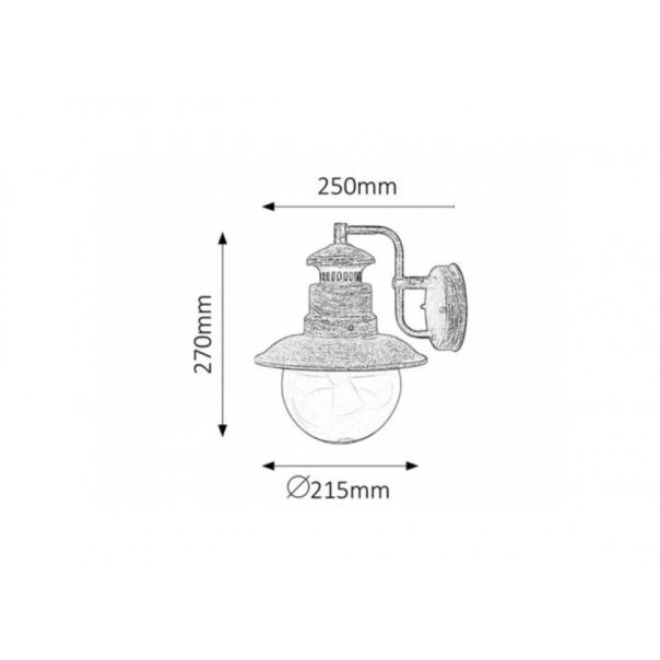 Rabalux Spoljna zidna rasveta Odessa E27 1x MAX 60W antično smeđe (8163) - 8163